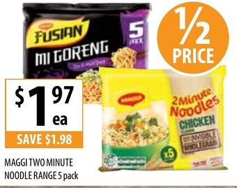 Supabarn Maggi Two Minute Noodle Range 5 Pack offer