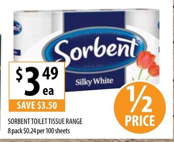 Supabarn Sorbent Toilet Tissue Range 8 Pack offer