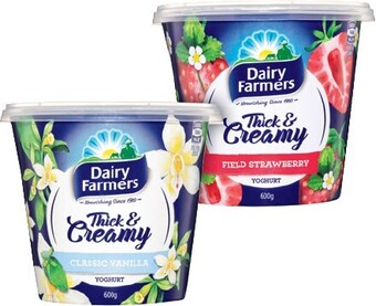IGA Dairy Farmers Thick & Creamy Yoghurt 600g Selected Varieties offer