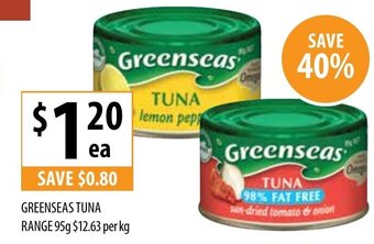 Supabarn Greenseas Tuna Range 95g offer