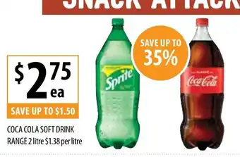 Supabarn Coca Cola Soft Drink Range 2 Litre offer