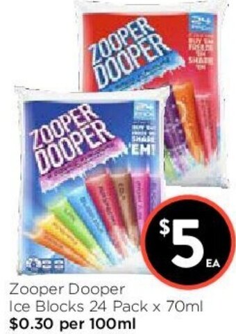 Foodworks Zooper Dooper Ice Blocks 24 Pack x 70ml offer