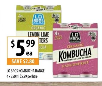 Lo Bros Kombucha Range 4x250mL