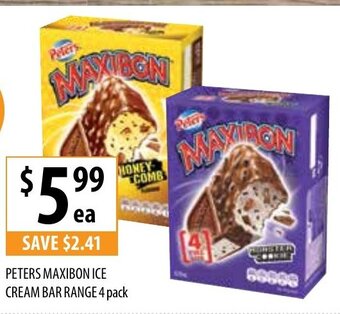 Supabarn Peters Maxibon Ice Cream Bar Range 4 Pack offer