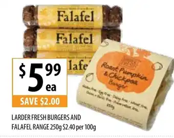 Larder Fresh Burgers and Falafel Range 250g