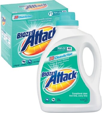 Coles Biozet Attack Laundry Liquid 2 Litre or Powder 2kg offer