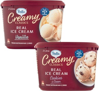 Coles Bulla Creamy Classics 2 Litre offer