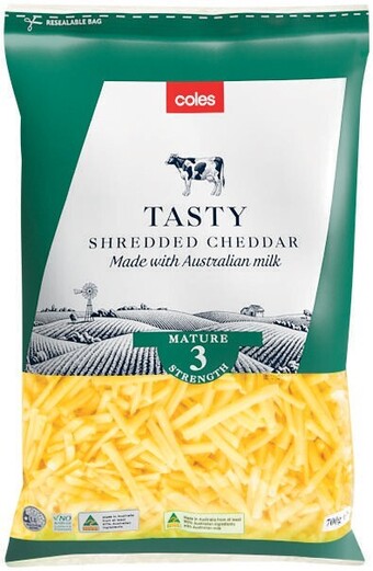 Coles Tasty Shredded Cheddar Cheese 700g