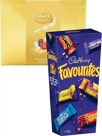 Coles Cadbury Favourites Boxed Chocolate 570g or Lindt Lindor Chocolate Gift Box 235g offer