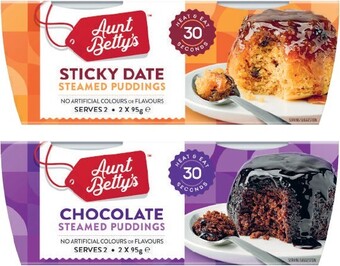 Coles Aunt Betty’s Puddings 2 Pack 190g-220g offer