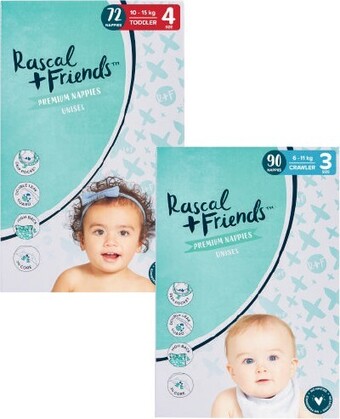 Coles Rascal + Friends Jumbo Nappies 64 Pack-96 Pack offer