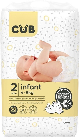 Coles CUB Unisex Nappies 40 Pack-56 Pack offer