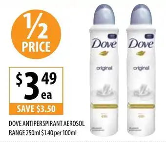 Supabarn Dove Antiperspirant Aerosol Range 250mL offer