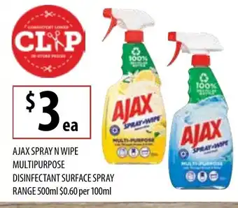 Ajax Spray N Wipe Multipurpose Disinfectant Surface Spray Range 500mL