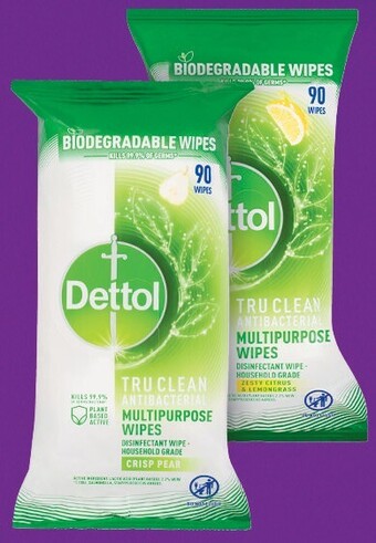 Coles Dettol Tru Clean Wipes 90 Pack offer