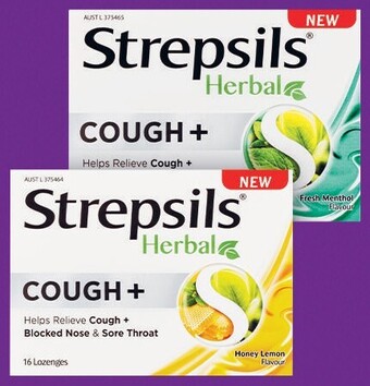 Coles Strepsils Herbal Cough Lozenges 16 Pack offer