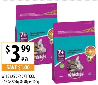 Supabarn Whiskas Dry Cat Food Range 800g offer
