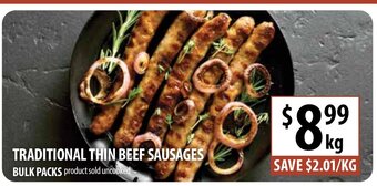 Supabarn Traditional Thin Beef Sausages offer