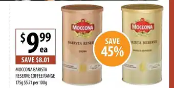 Supabarn Moccona Barista Reserve Coffee Range 175g offer