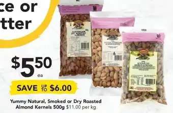 Drakes Yummy Natural, Smoked or Dry Roasted Almond Kernels 500g offer