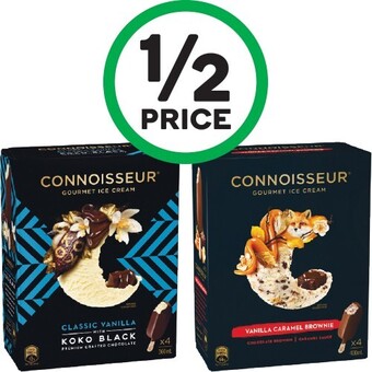 Woolworths Connoisseur Ice Cream Sticks 360-400ml Pk 4/6 – From the Freezer offer