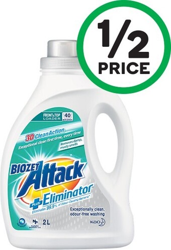 Woolworths Biozet Attack Plus Laundry Liquid 2 Litre or Powder 2 kg offer