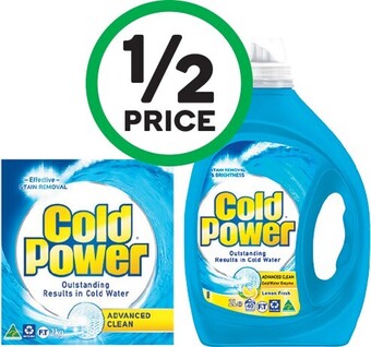 Woolworths Cold Power Advanced Clean Laundry Liquid 1.8-2 Litre or Powder 1.8-2 kg offer