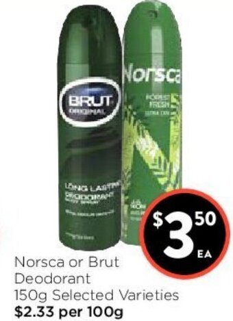 Foodworks Norsca or Brut Deodorant 150g offer