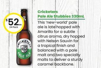 The Bottle O Cricketers Pale Ale Stubbies 330mL offer