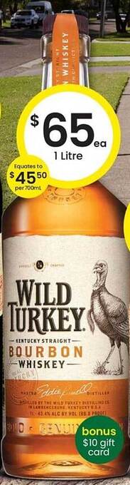 The Bottle O Wild Turkey Bourbon Whiskey offer