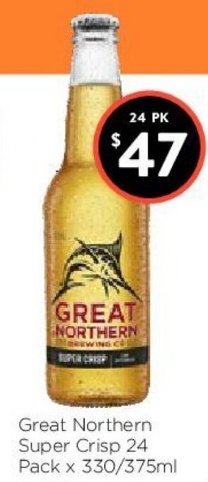 Foodworks Great Northern Super Crisp 24 Pack X 330/375ml offer