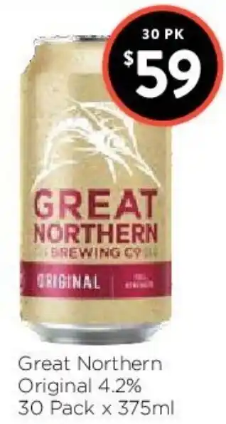 Foodworks Great Northern Original 4.2% 30 Pack X 375ml offer