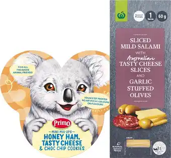 Woolworths Woolworths Snacking Varieties 35-60g or Primo Mini Mix-Ups 35g u2013 From the Fridge offer