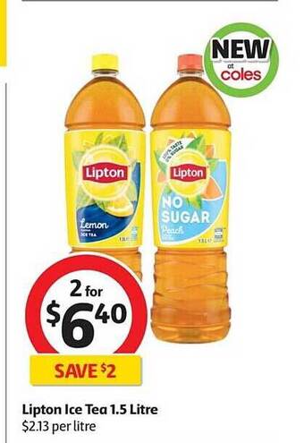 Coles Lipton Ice Tea 1.5 Litre offer