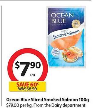 Coles Ocean Blue Sliced Smoked Salmon 100g offer