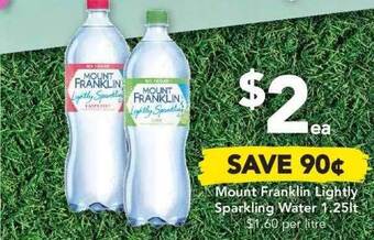 Drakes Mount Franklin Lightly Sparkling Water 1.25Lt offer