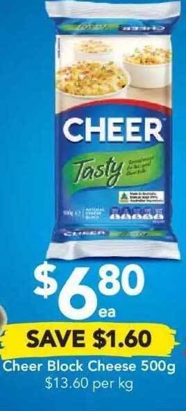 Drakes Cheer Block Cheese 500g offer