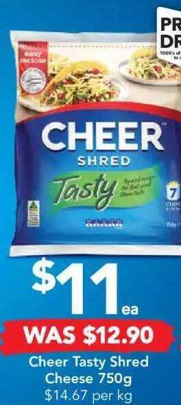 Drakes Cheer Tasty Shred Cheese 750g offer