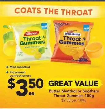 Drakes Butter Menthol Or Soothers Throat Gummies 150g offer