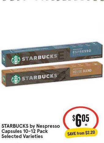 IGA Starbucks By Nespresso Capsules 10-12 Pack offer