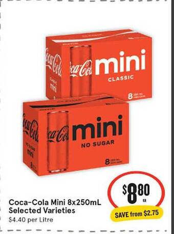 IGA Coca-Cola Mini 8x250mL offer