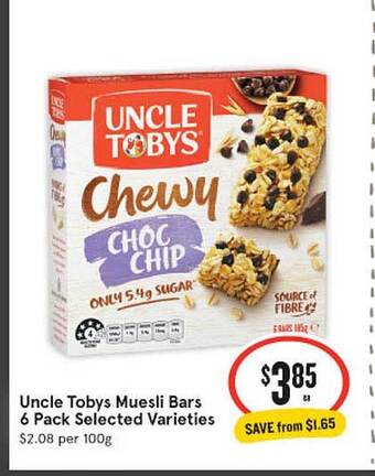 IGA Uncle Tobys Muesli Bars 6 Pack offer