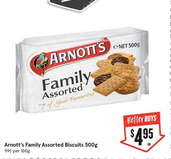 IGA Arnott's Family Assorted Biscuits 500g offer