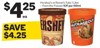 Woolworths Hershey's Or Reese's Tubs 1 Litre offer