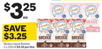Woolworths Nexba Liquid Brekkie 3 X 250ml offer