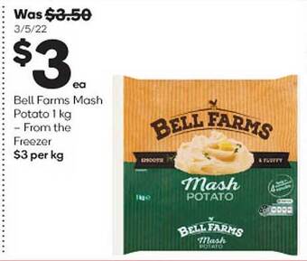 Woolworths Bell Farms Mash Potato 1 Kg offer