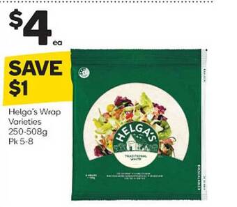 Woolworths Helga's Wrap Varieties 250-508g offer