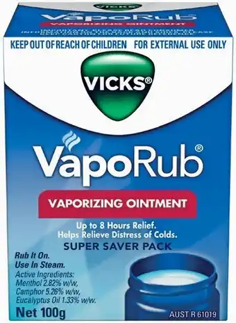 Pharmacist Advice Vicks VapoRub Vaporizing Ointment 100g offer