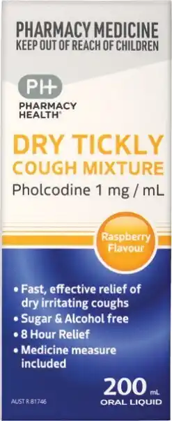 Pharmacist Advice Pharmacy Health Dry Tickly Cough Mixture 200mL Oral Liquid offer