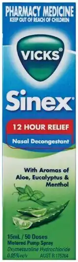 Pharmacist Advice Vicks Sinex 12 Hour Relief Nasal Decongestant 15mL offer